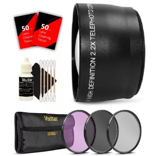 52mm Telephoto Lens Kit for Canon EOS Rebel T6i T6 T5 and All Canon DSLR Camera