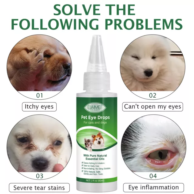 60ml Anti-Inflammatory Pet Dog Cat Eye Drops Tear Stain Conjunctivitis Eye Care