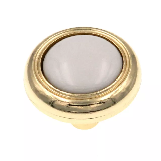 Bouton d'armoire en laiton lumineux Amerock Hardware BP76244-W3 avec centre en céramique blanche