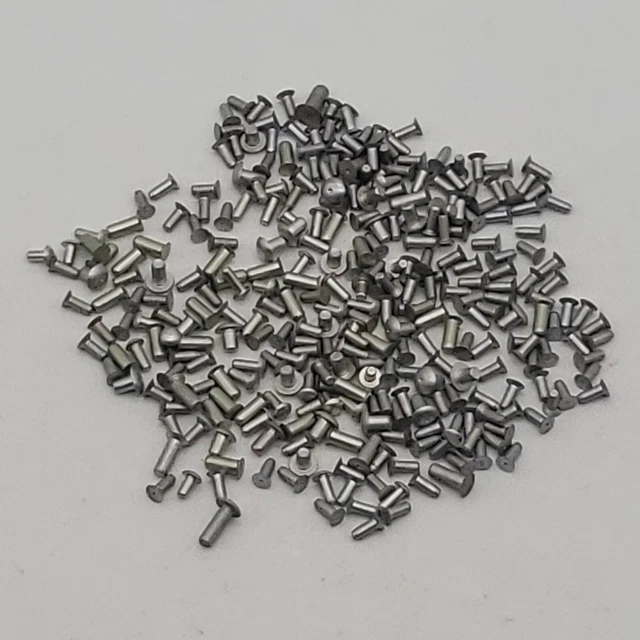 Multiple Sizes Solid Fasteners: Lot of Round Flat Head Rivet Hardware