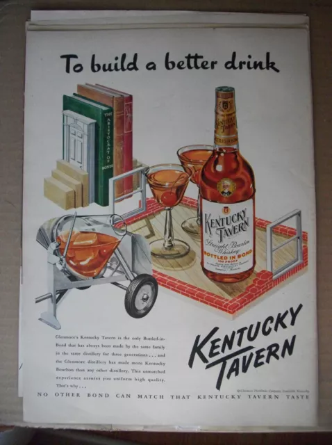 1949 VTG Orig Magazine Ad Kentucky Tavern Whiskey To Build a Better Drink