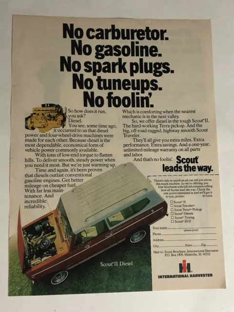 Vintage Scout II Diesel Print Ad 1977 pa3