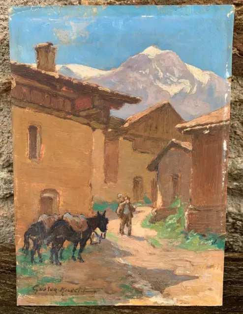 Gaston KNECHT (1875-1968) oil on panel Landscape de Montagne Asnières Paris