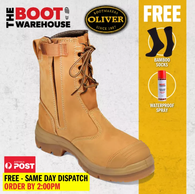 Oliver Work Boots 55385, Steel Toe Safety High Leg, Zip Side. UPDATED STYLE