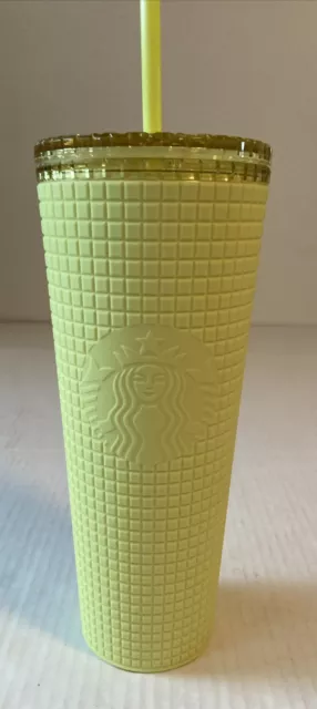 Starbucks Winter 2023 - Meadow Yellow Soft Touch Grid Tumbler (Cold Cup) - 24 oz