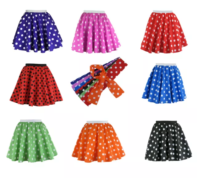 Girls Lindy Hop Skirt Bop Polka Dot Dance Skirt and Scarf