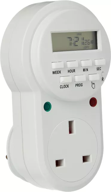 New Design Digital mains Timer Socket Plug-in with LCD Display 12/24 Hour 7 Days