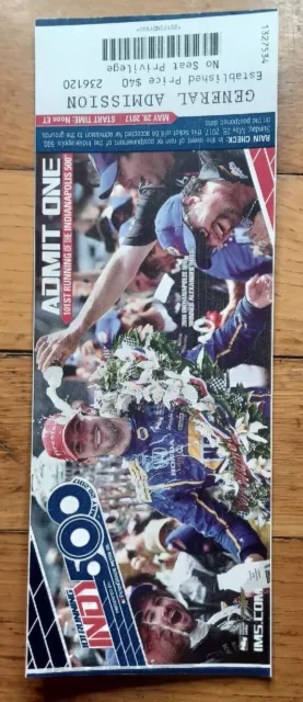 2017 Indianapolis Indy 500 Ticket Stub Alexander Rossi Takuma Sato Nice GA 2017 Indianapolis Indy 500 Ticket Stub Alexander Rossi Takuma Sato Nice GA