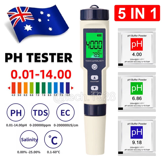 5 in 1 pH Meters Salinity Meter TDS Ec Water Tester Meter - pH Meters and Salinity Meter 5 in 1 pH Meters Salinity Meter TDS Ec Water Tester Meter - pH Meters and Salinity Meter