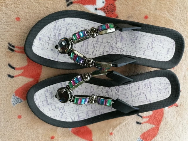 LADIES PAVERS JEWELLED flip flops size 5 5.00 PicClick UK