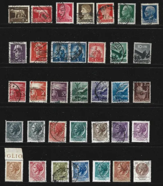 ITALIE  - Lot de 35 timbres oblitérés de 1929 à 1955