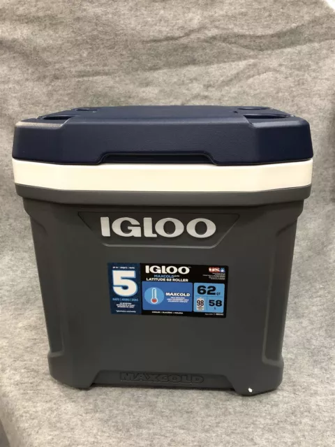 Igloo Ice Box Latitude 62 59L/62 Qt Roller Cooler Wheeled Camping Travel– Second