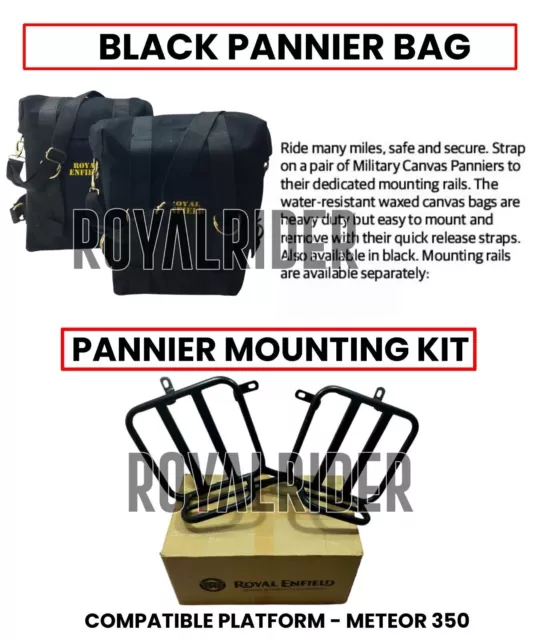 Royal Enfield "Par de bolsas y kit de montaje negros" para Meteor 350