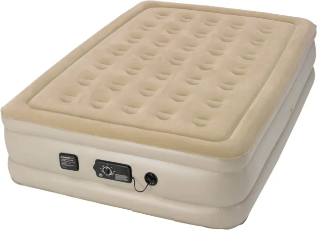 Serta Raised Air Mattress with Never Flat Pump | Luxury Inflatable Queen, Tan