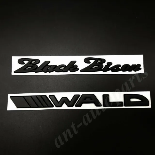 NEW 2 Metal 3D Black Bison Wald Style Car Rear Emblem Badge Decal Sticker