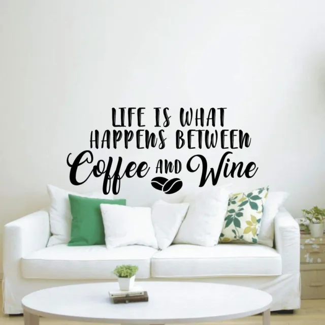 Coffee and Wine Quote Vinyl Art Sticker Décor Home Room Cellar Bar Wall Decal