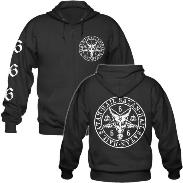 Hail Satan - Hooded Zipper/Kapuzenjacke,GOAT,Baphomet,Satanic Pentagram Art,666