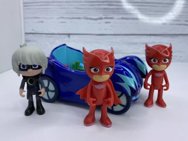 PJ Masks Catboy Car, Owlette, Luna Girl Figures Lot Used Loose Just Play Brand