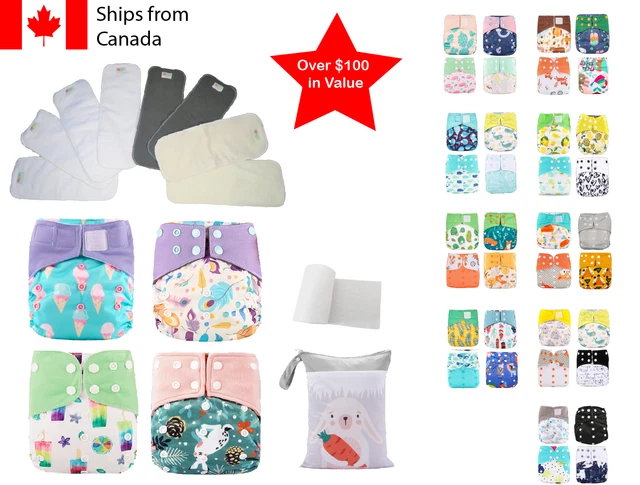 14pc Set Cloth Diaper Pocket & All-in-one AOI Pack Liner Wet Bag Mixed Insert