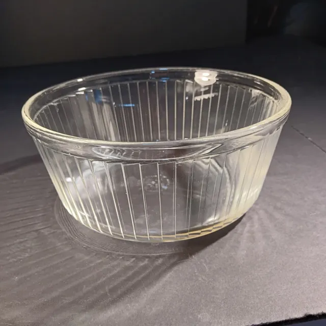 Vintage Pyrex 18 Ribbed Clear Glass Baking Souffle Mixing Bowl Dish 8-1/2" X 4"