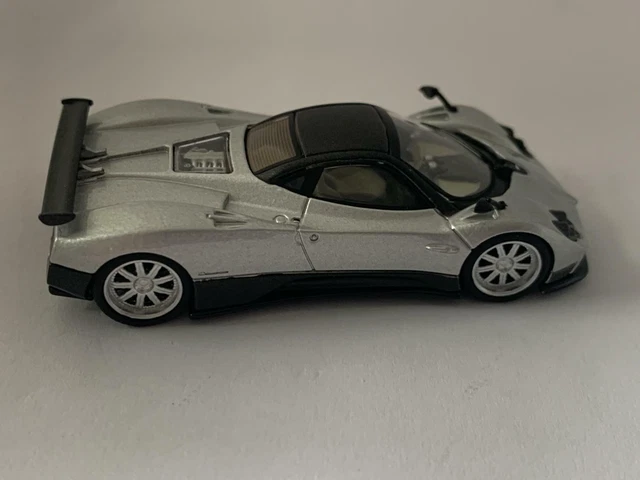 Pagani Zonda F in silver 1:64 scale diecast car model from Mini GT