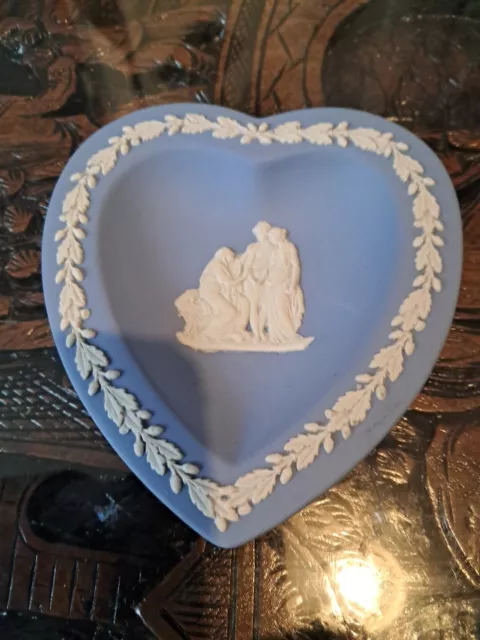 Wedgwood Blue Jasperware Vintage heart shaped pin dish