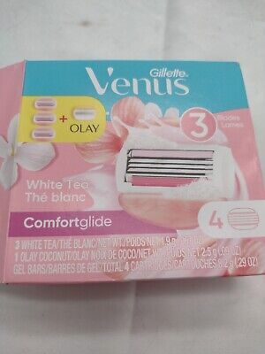 Gillette Venus Olay Té Blanco Comfortglide 3 Hojas 4 Cartuchos Caja Dañada