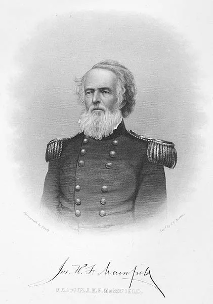 Civil War General JOSEPH MANSFIELD Battle of Antietam ~ 1877 Art Print Engraving