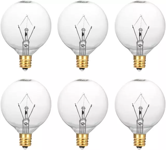 6-Pack G50 25W Bulbs for Full Size Scentsy Wax Warmers - Free Fast Shipping!