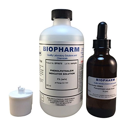 Phenolphthalein pH Indicator 1% Solution — 250 mL (8.4 fl oz) Bottle Plus 1 D...