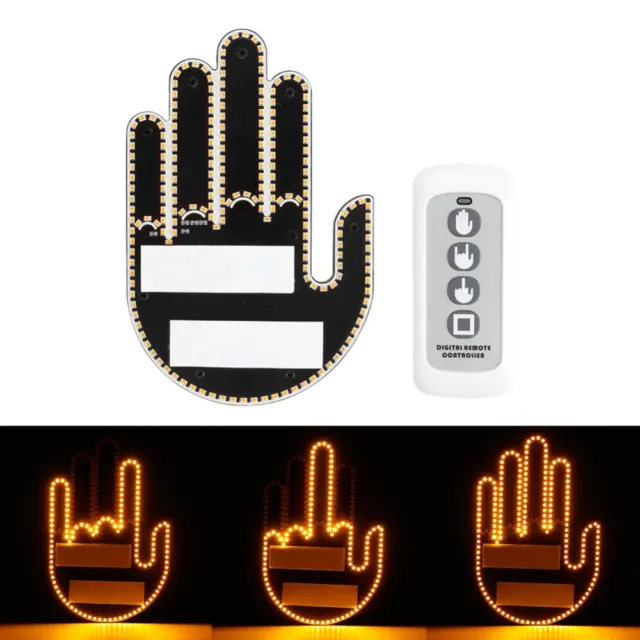 Funny Car Finger Light with Remote, Road Rage Signs Middle Finger Gesture  Light