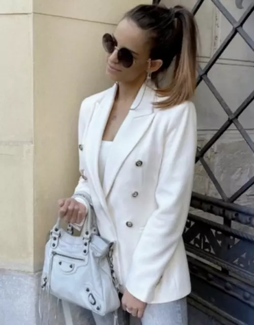 VESTE BLAZER FEMME Zara Neuve Avec tiquettes Bouton M tal Double