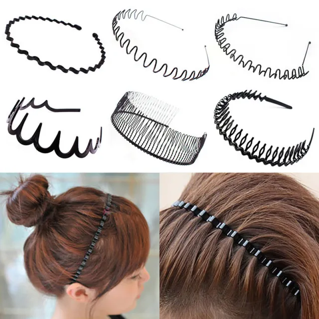 Alloy Beckham Mens Women's Unisex Wavy Hair Head Hoop Band Sport Headbands  Black