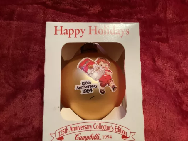 Campbells Soup Kids Collectors 1994 Glass Ball Christmas Ornament Vintage