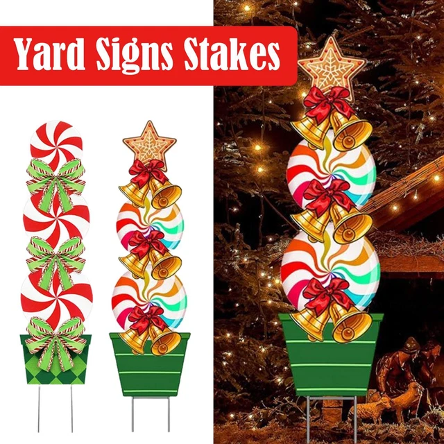 Weihnachtshof Schild Pfahl Dekoration Weihnachten Süßigkeiten Kunststoff Dekor Outdoor! Yard W6S5