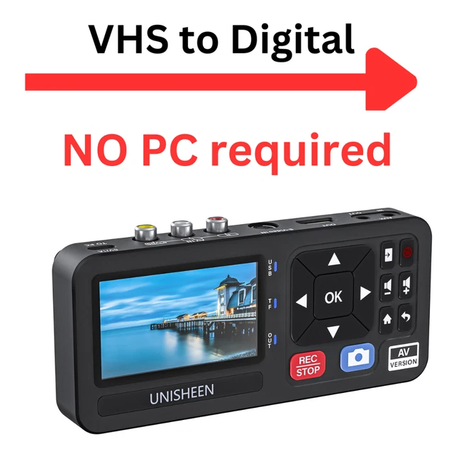 VHS TO DIGITAL Converter with Screen, AV, VHS, DVD, HI8, Camcorder, Set