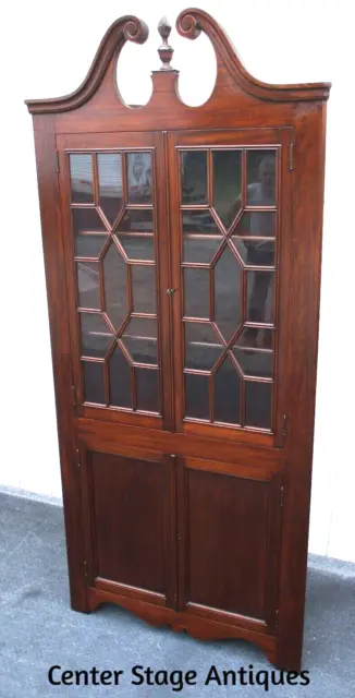 63733  Antique Mahogany Corner Curio Cabinet