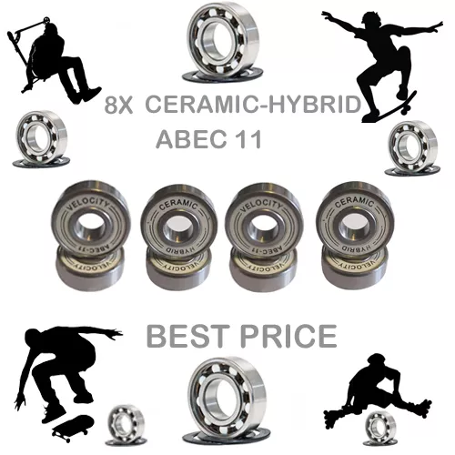 8 Precision 608 Abec 11 hybrid ceramic bearing skate inline Skateboard scooter 9