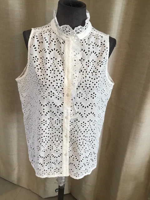 Haut Blouse Chemisier Sézane Taille 38 - Broderie - Neuf Avec Étiquette - Coton/ Polyester - Blanc