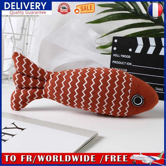 Artificial Plush Fish Toy Interactive Training Catnip Toy Cat Supplies (Coffee)