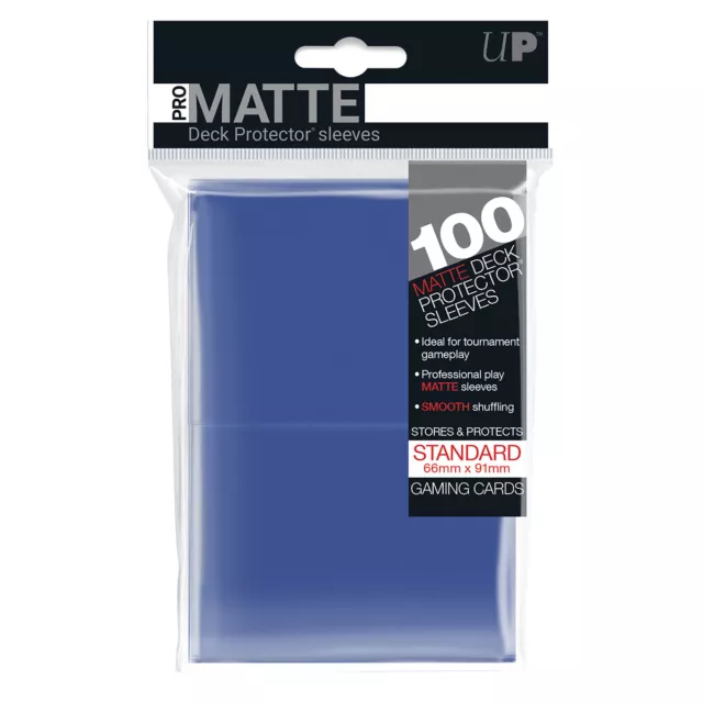 100 Ultra PRO Pro-Matte Deck Protector Sleeves Standard Card Blue 66mm x 91mm