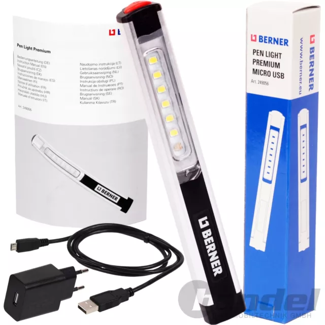 Berner Pen Light PREMIUMline 6+1 LED Lampe Werkstattlampe Micro USB:  : Auto & Motorrad