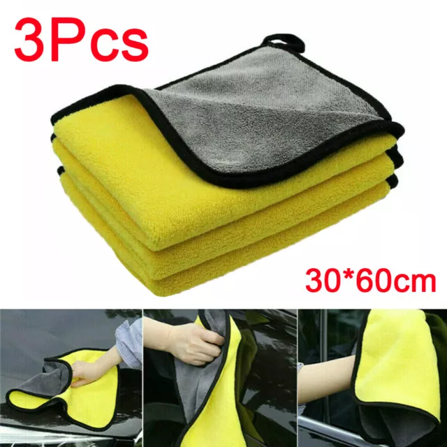 3Pcs Car Cleaning Towels Drying Wash Cloth Microfibre Super Absorbent Polishing