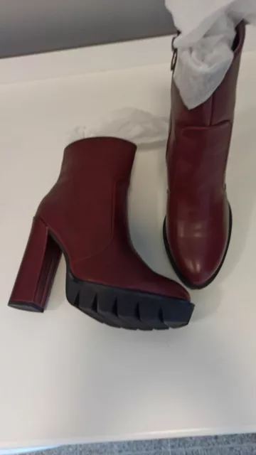 High Heels Stiefelette Boots, Stiefel bordeaux   rot  41 Blockabsatz Plateau NEU