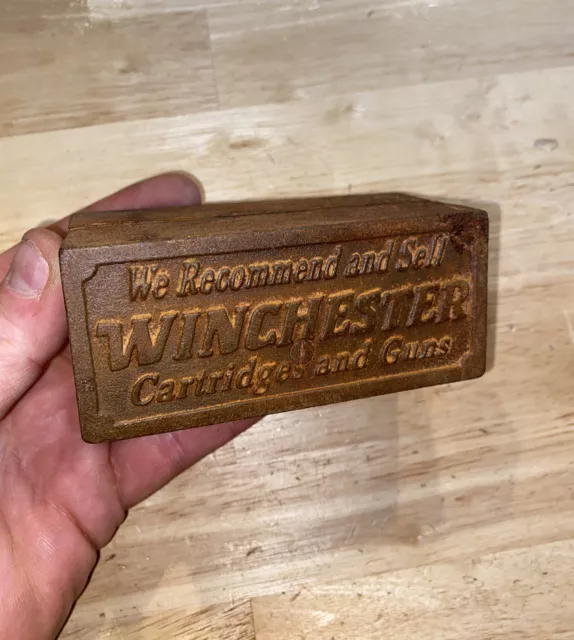 Winchester Piggy Bank Metal Collector Patina Cast Iron Rusty Rifle Gun GIFT WOW