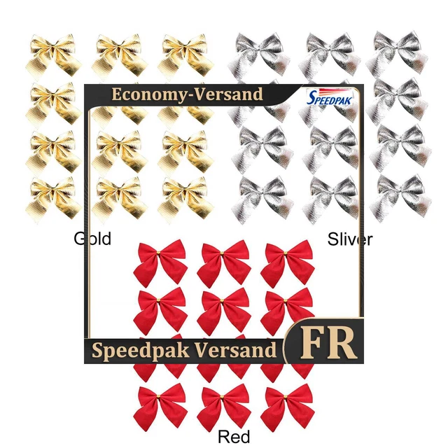Christmas Bows - 12 Pcs Xmas Decorative Hanging Bows for Wreath Christmas Tree H