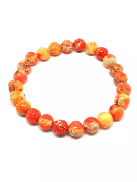 Bracelet perles naturelles jaspe impérial orange 8mm (Véritable) lithothérapie