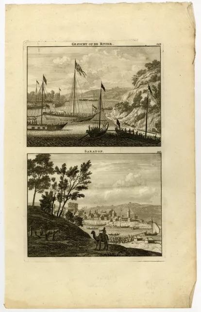 Antique Print-The city of Saratov and the river Wolga in Russia-De Bruyn-1711 2