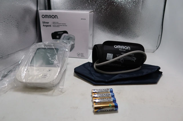 Monitor de presión arterial Bluetooth inalámbrico plateado Omron BP5250