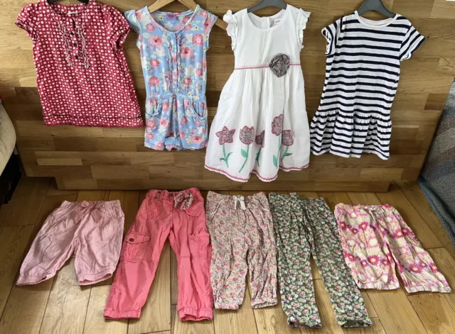 Girls 2-3 Bundle Floral Trousers Playsuit Capri Shorts Dress Easter Next Lace